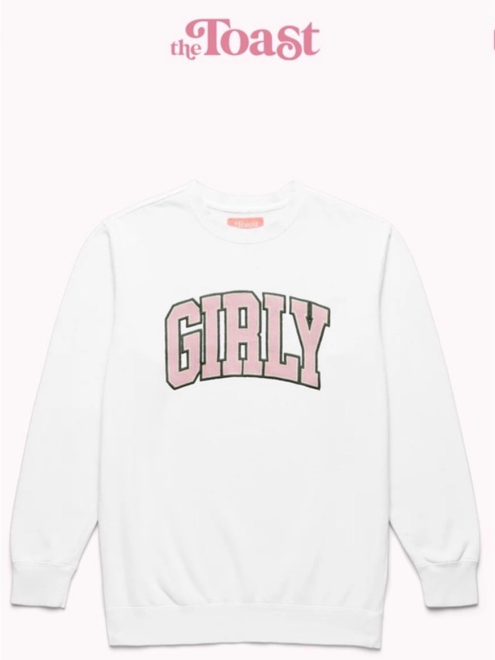 The Toast Girly Crewneck White Green Pink Oversized Cozy Size XL